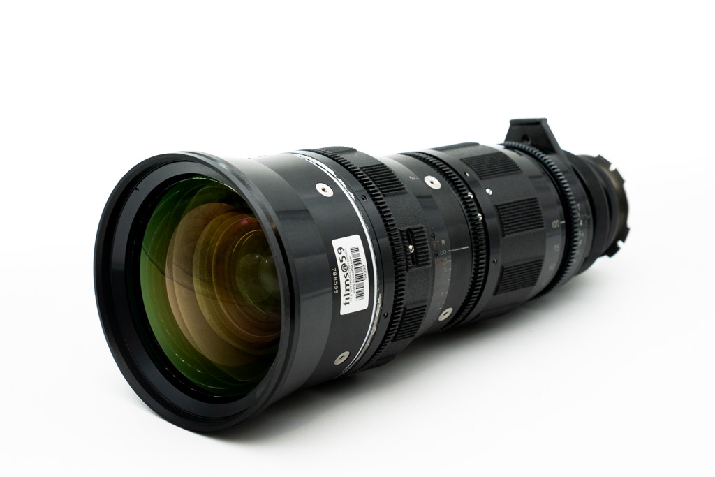 A picture of a Cooke Varotal 20-100mm Lens on a white backdrop.